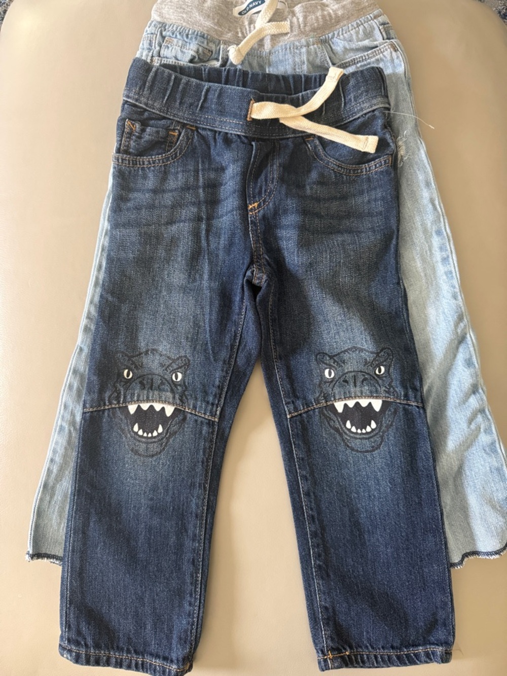 GAP Dark Blue Dino Knee Jeans and Old Navy Light Blue Jeans